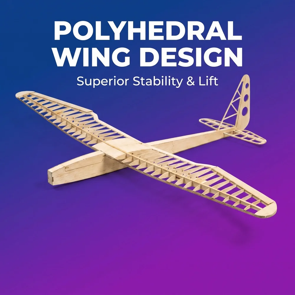 Sunbird 1600mm Balsa Glider Airframe Kit | For Experienced Hobbyists DIY Thermal Soaring No Electronics