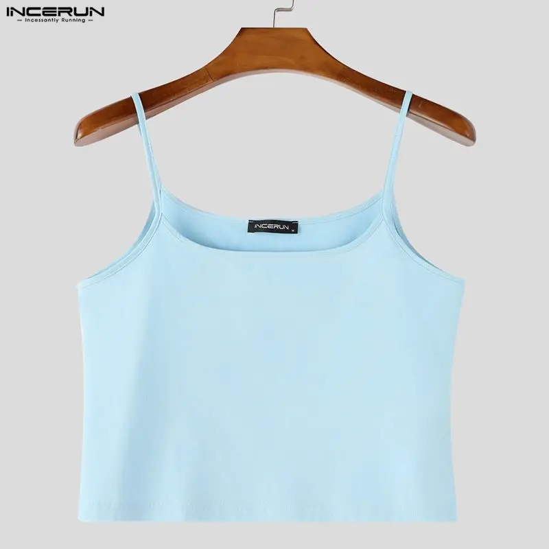 INCERUN Herren-Tanktops, einfarbig, quadratischer Kragen, ärmellos, für den Sommer, lässige Herrenwesten, Streetwear 2026, stilvolle Crop-Tops für Herren