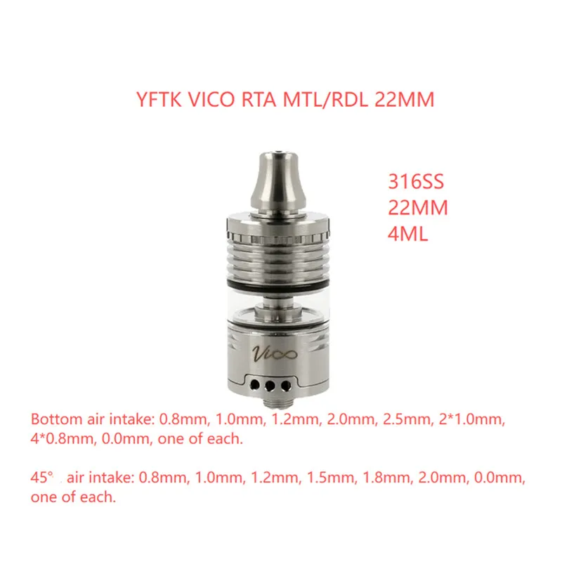 YFTK Style Ennequadro Mods Vico MTL / RDL RTA 4 22 ( ) atomizer tank for coils & atomizers - main product image