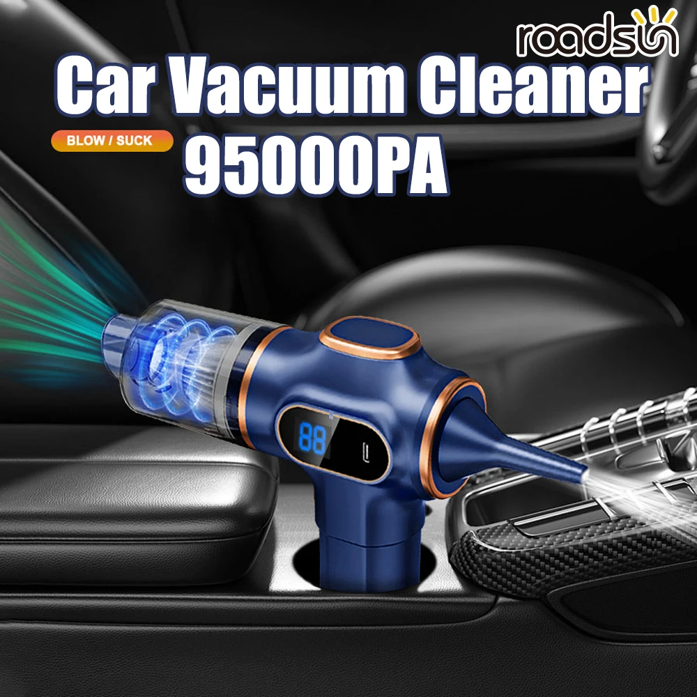 Roadsun Wireless Car Vacuum Cleaner 95000Pa Strong Suction Cleaner Mini Machine Portable Handhled Blower Machine Home Appliance