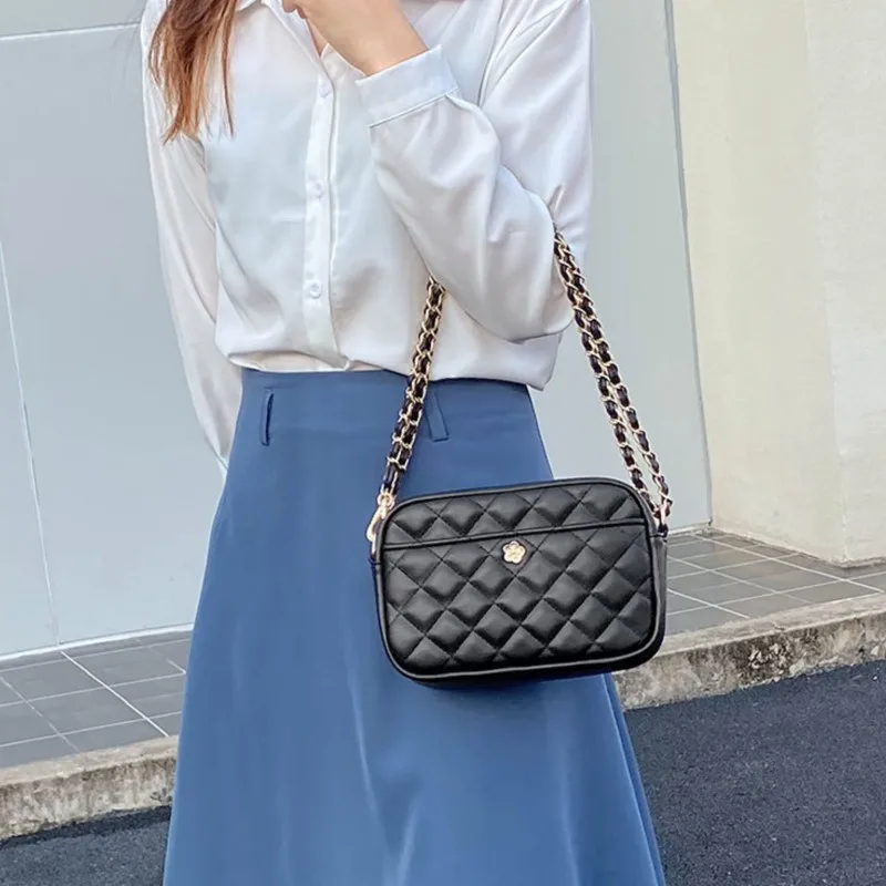 

Versatile Casual Handbags For Women Shoulder Bags Metal Chain Luxury Designer Leather New Crossbody Bag With Zipper High Fashion