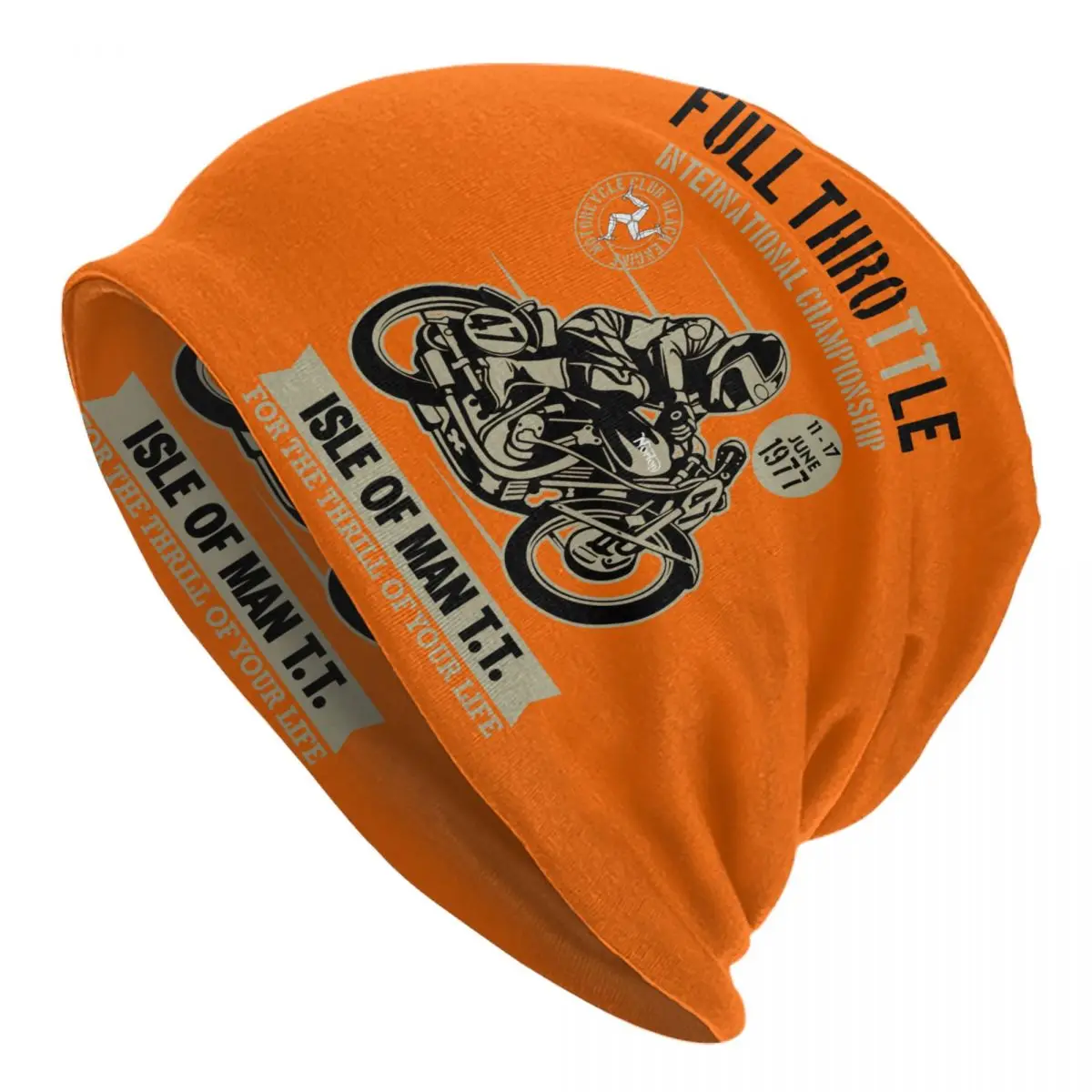 Vintage TT Motorcycle Racer Skullies Beanies Caps Unisex Winter Knitting Hat Hip Hop Isle of Man Bonnet Hats Outdoor Ski Cap