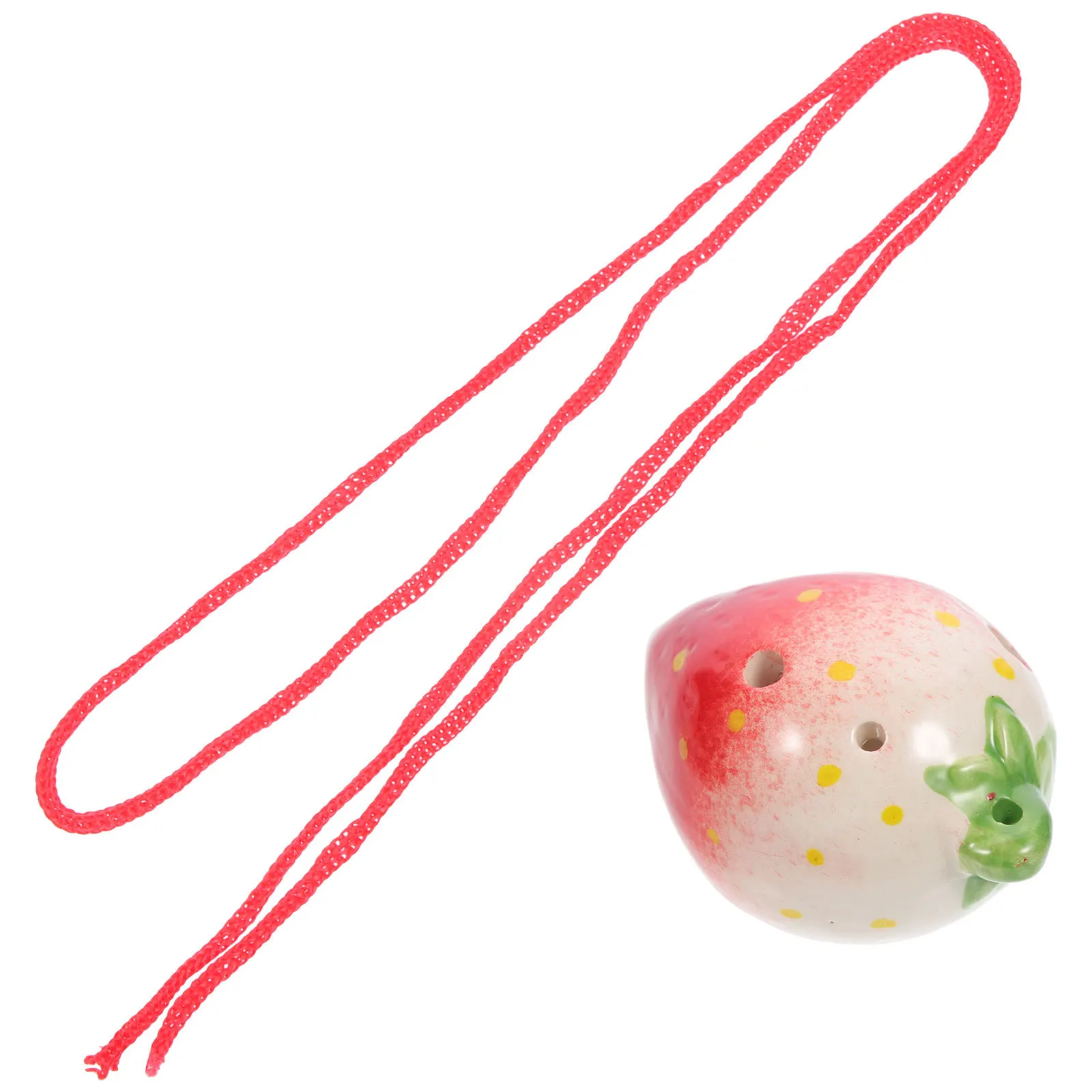 

Ceramic 6 Holes Ocarina Strawberry Shaped Creative Beginner Wind Instrument Easy to Play Portable for