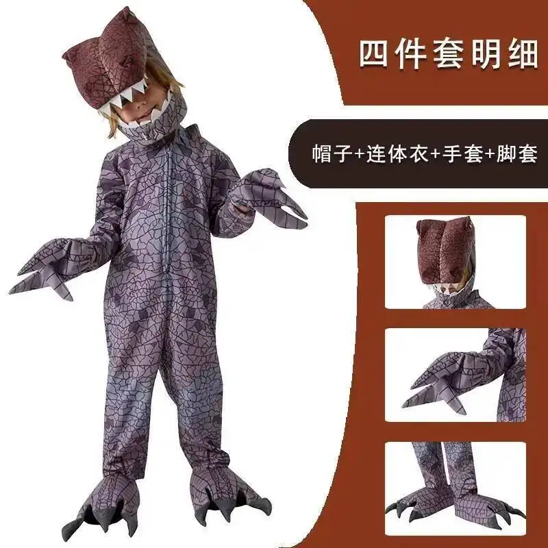 Raptor Halloween new Purple Raptor Jurassic hot Party Cosplay Costume Beast Purple Tyrannosaurus Dinosaur party for girl kid view 4