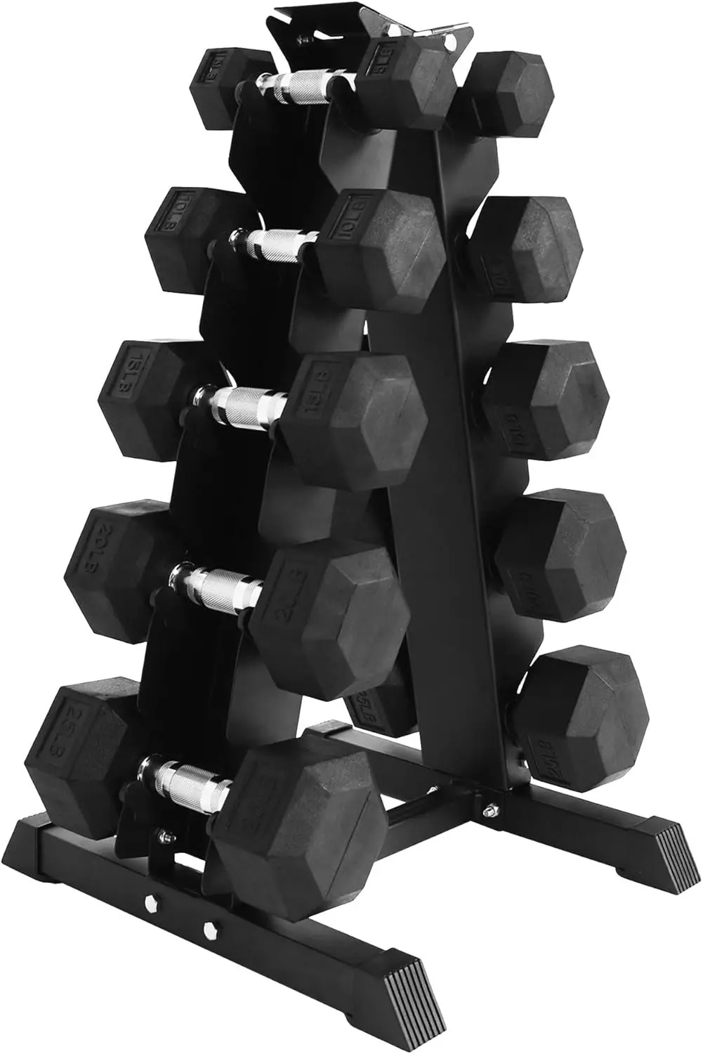 

BalanceFrom Rubber Coated Hex Dumbbell Free Hand Weight Set w/Storage Rack, Multiple Options