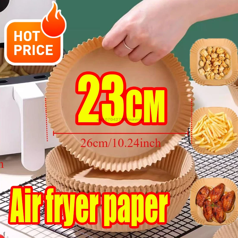 100Pcs Air Fryer Cooking Baking Paper Disposable Paper Non-Stick AirFryer Paper Liners Papers Fryer Air Mold Kitchen Accessories