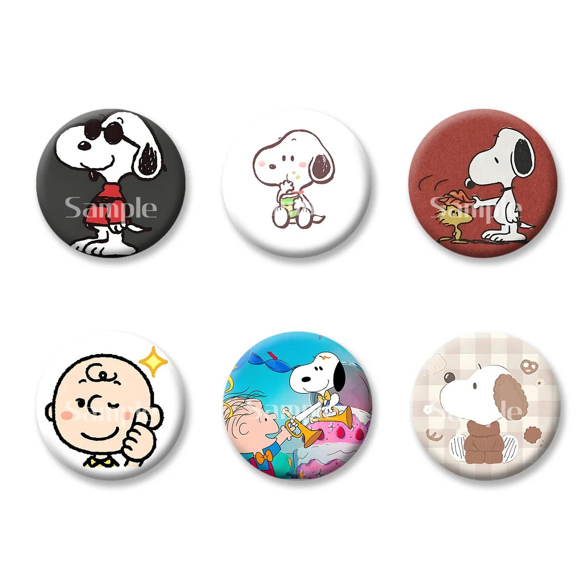 

Flash Badge Cards Snoopy Anime Cartoon Souvenir Girl Keychains Convenient Makeup Mirror Fridge Magnet ACG Accessories