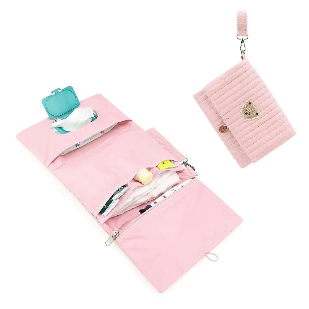 

Милая детская подвесная сумка для подгузников из хлопка, складная, с несколькими отделениями, в разных однотонных цветах, удобная