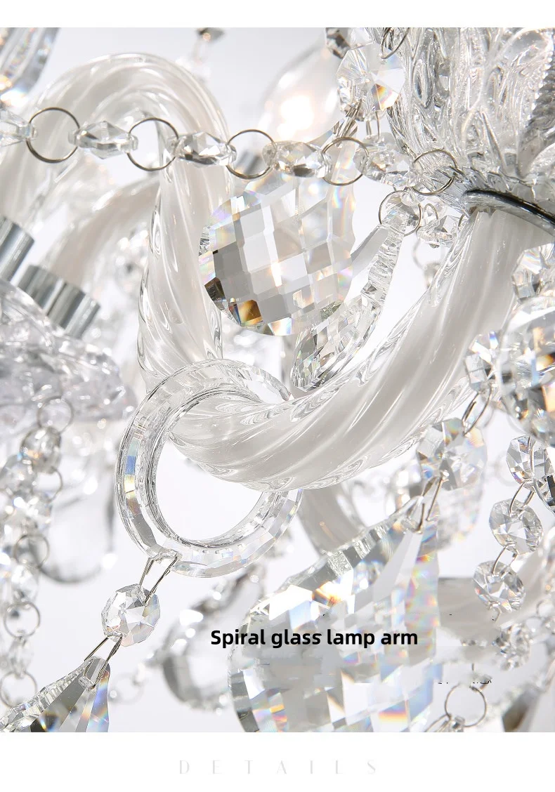 French Crystal E14 Candle Chandelier Living Room Glass