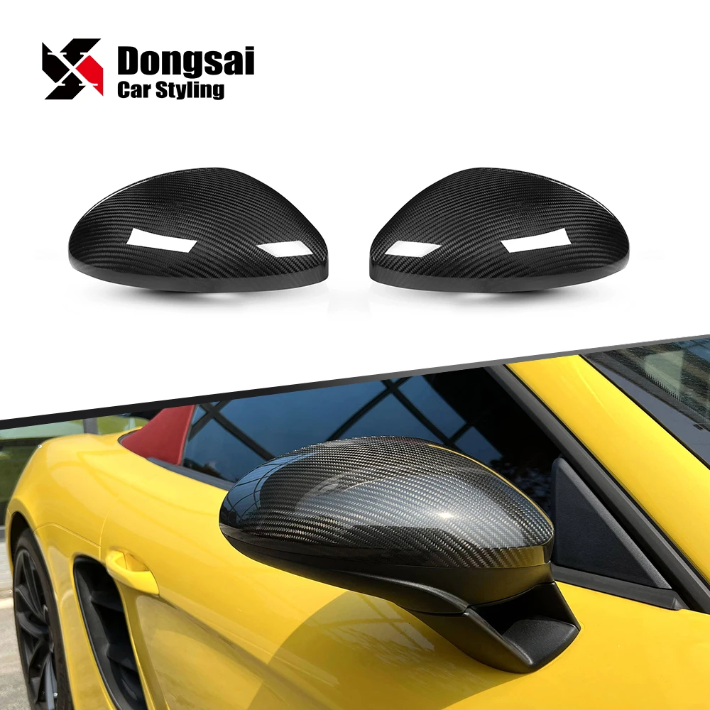 

Gloss Dry Carbon Fiber Mirror Caps For Porsche 718 Cayman Boxster Year 2016-2021 Dry Carbon