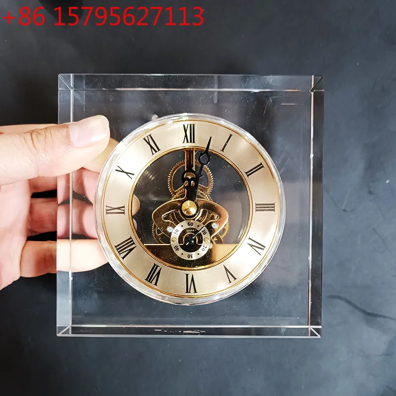 

Crystal Silent Table Clock Luxury Nordic Aesthetic Desktop Clocks Desk Bedroom Gaming Room Decoration Furniture Accessories