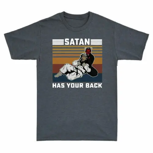 Jiu Jitsu Satan Has Your Back Funny Christian Gift Vintage Men's Retro T-Shirt