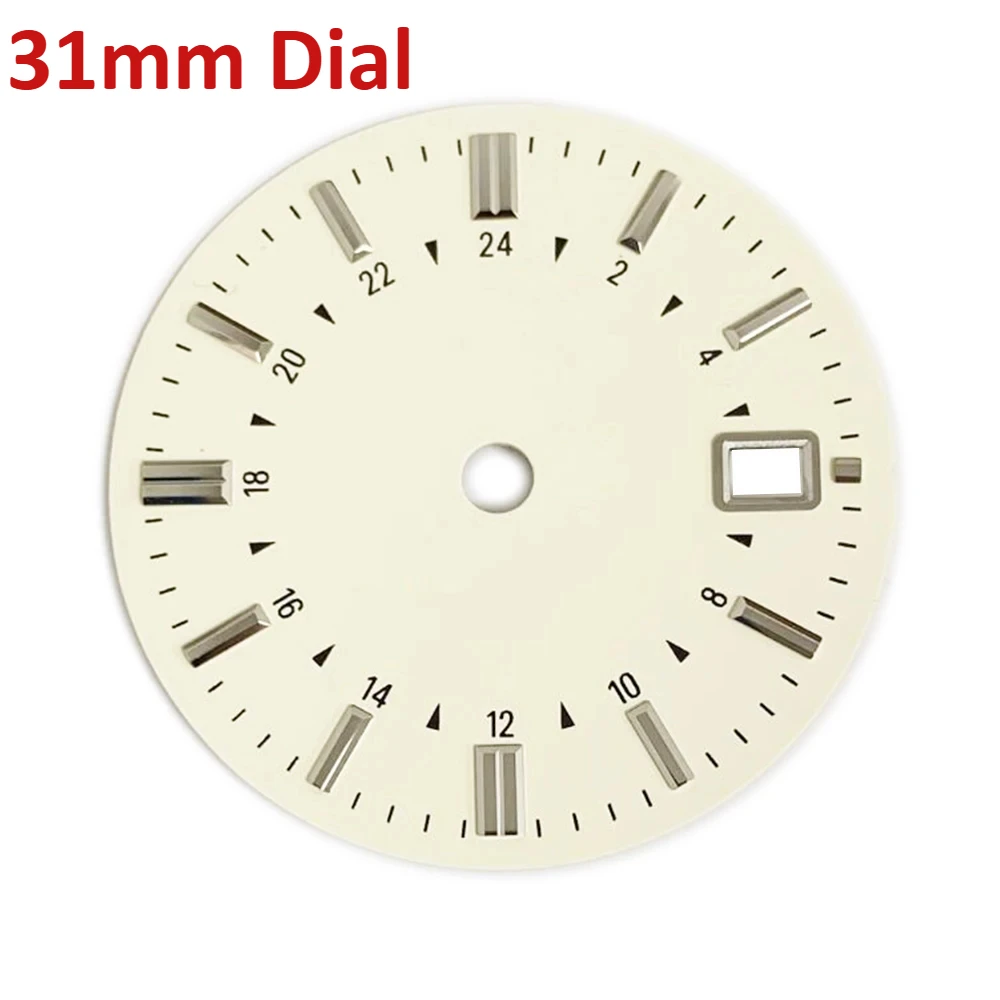 

31MM Beige Watch Dial for NH35/36/4R/7S Movement Non-luminous Single Calendar Dial Diy Accessories