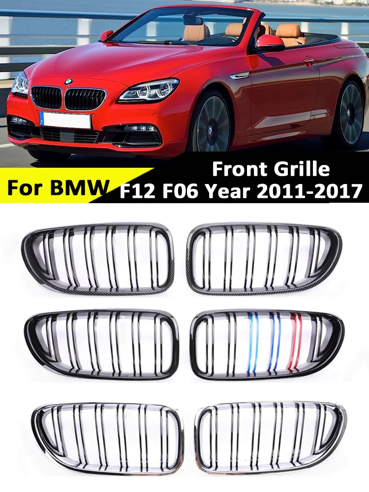 Dashboard Kidney Front Bumper Grills for BMW 6 Series F12 F13 F06 2011-2017 M6 Carbon Fiber M Color Inside Grille Repalcement