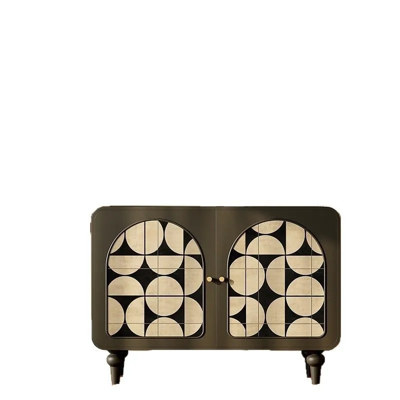 

French medieval cream style porch cabinet, living room bedroom solid wood painted storage locker