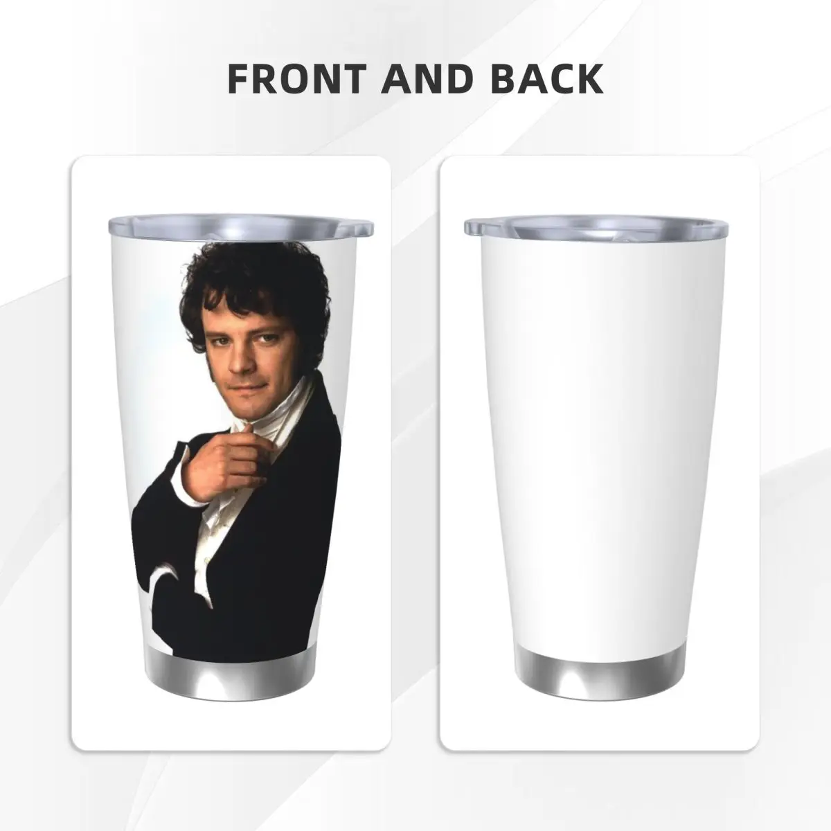 كولين فيرث كما السيد دارسي في فخر وتحامل بهلوان من الفولاذ المقاوم للصدأ كوب معزول من الفولاذ المقاوم للصدأ كوب حراري بارد من القش مع غطاء 20 أونصة