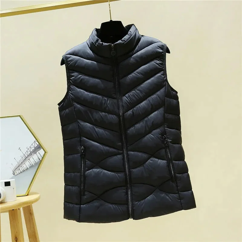 New Autumn Winter short Down Vest Female Stand collar Sleeveless Jacket Windproof Slim thick Warm Puffer Waistcoat Women T501