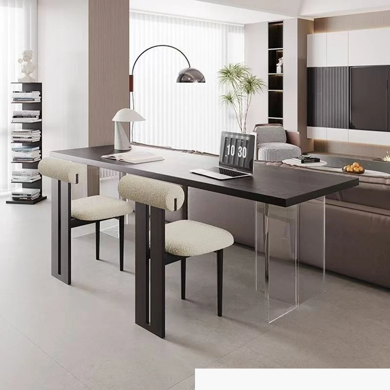Italian minimalist desk solid wood horizontal hall sofa back long acrylic suspension double study ash
