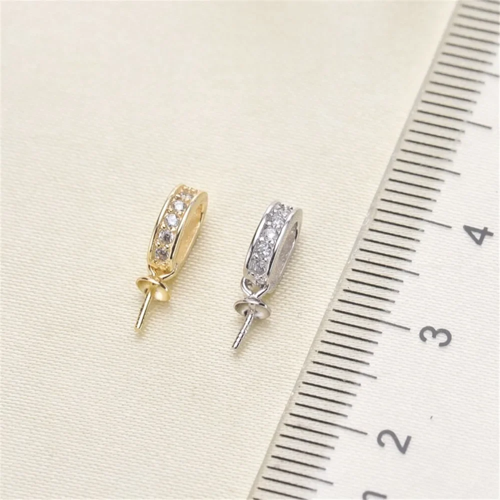 

Gold-Plated Half Hole Eye Pins Beads End Caps Top Drilled Pendant Bails Connector DIY Jewelry Accessories No Pearl No Chain P028