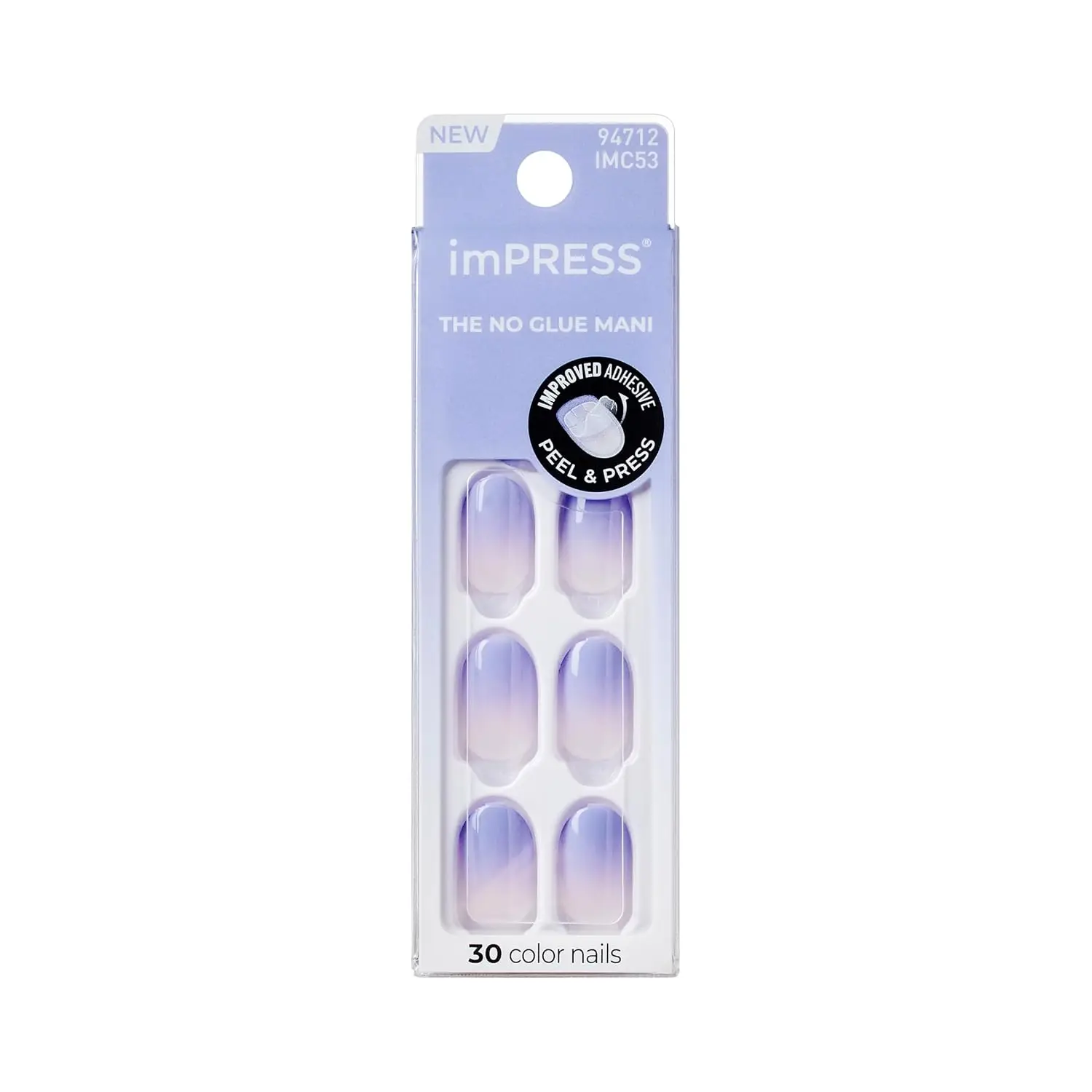 Short Oval Ombre Press On Nails, Blue, 30 Pcs, No Glue Needed, Chip Proof, Waterproof, DIY Manicure Kit with File & Stick