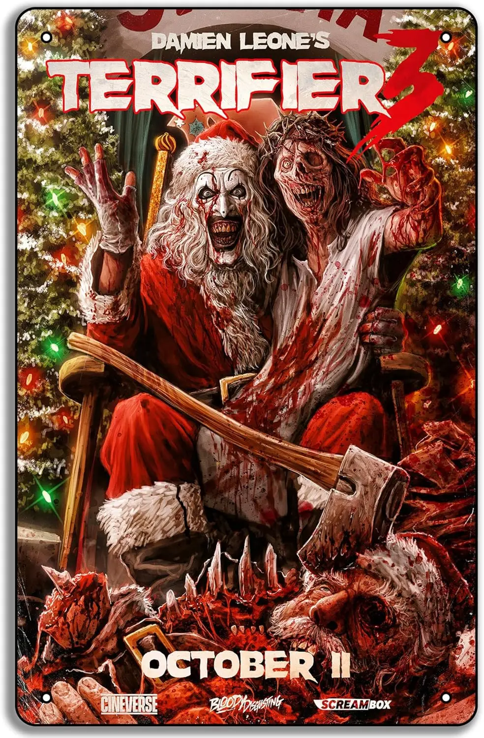 2023 Terrifier 3 Movie Poster The Clown Halloween Killer Metal Tin Sign  Plaque Wall Art
