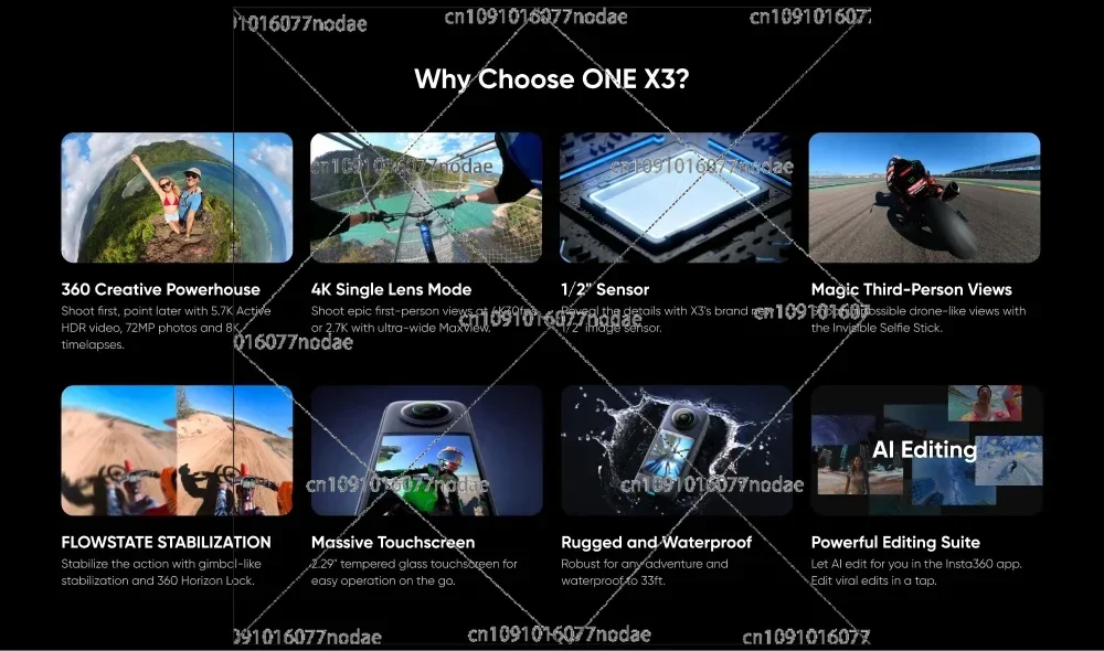 كاميرا الحركة Insta360 X3 بطارية 1800 مللي أمبير في الساعة 5.7K فيديو 10 متر مقاومة للماء تثبيت FlowState Insta 360 ONE X 3 كاميرا رياضية #6