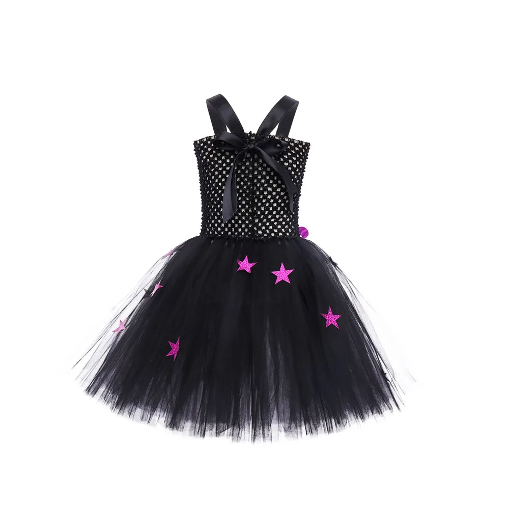 Хэллоуин косплей ведьма детские платья шляпа метла одежда вечерние маскировка для девочек костюм на Хэллоуин карнавальные наряды костюм