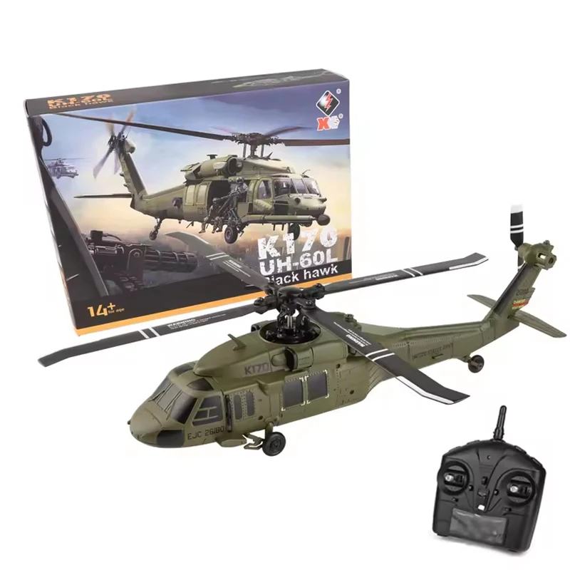 Wltoys XK K170 UH-60L 2.4G 4채널 6축 자이로 브러시리스 모터 밀리터리 그린 RTF 성인용 원격 조종 헬리콥터