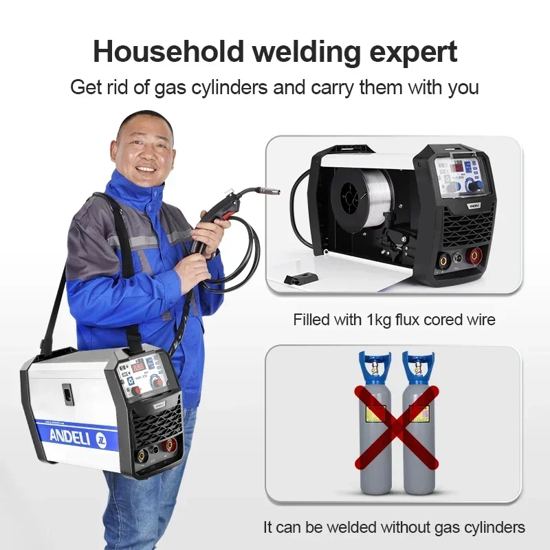 MIG Welding Machine 220V 250ME Mini Semi-automatic   Without Gas Flux Core Wire Inverter 1KG Capacity  Welder