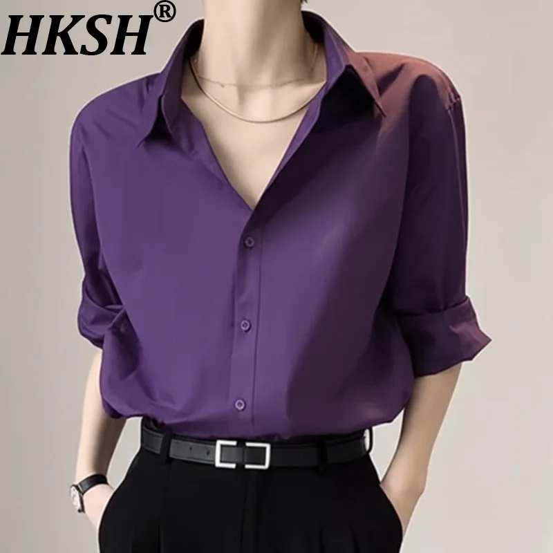 HKSH ربيع الخريف جديد الرجال شارع العليا العصرية شخصية الموضة وسيم قميص أنيق شيك المتخصصة عادية صالح المرأة HK16525