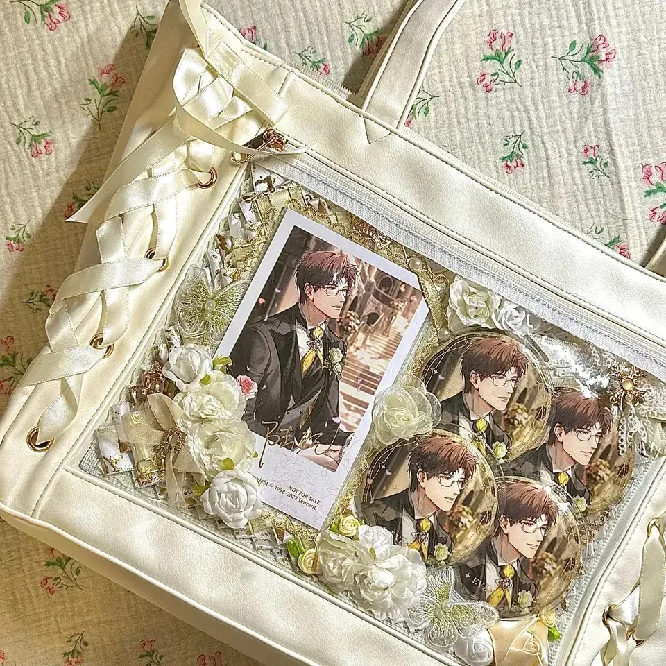 Japon tarzı Itabag kadınlar şeffaf cep büyük kapasiteli omuzdan askili çanta kurdela yay Ita çanta Lolita Kawaii JK üniforma çanta kız