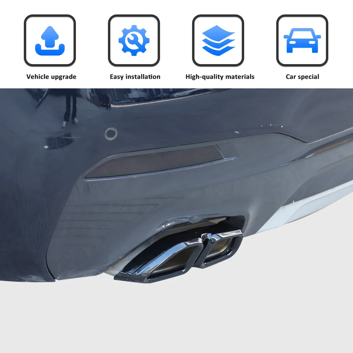 2 قطعة الفولاذ المقاوم للصدأ الأسود لسيارات BMW 5 6 سلسلة GT G30 G32 G38 2018-2023 سيارة الذيل الحلق العادم الخمار غطاء الأنابيب الملحقات