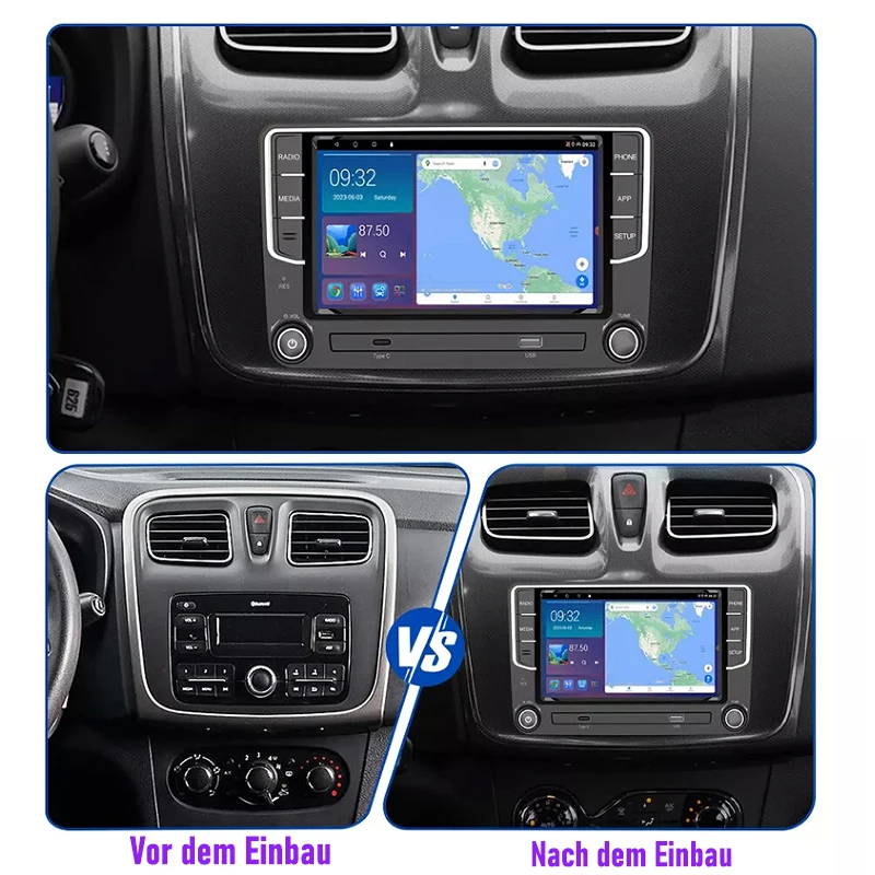 وحدة رأس GPS 7 بوصة لسيارة VW Jetta 2011-2018 اللاسلكية Apple Carplay Android 13 راديو ستيريو للسيارة نظام ذكي WIFI 4-64G BT