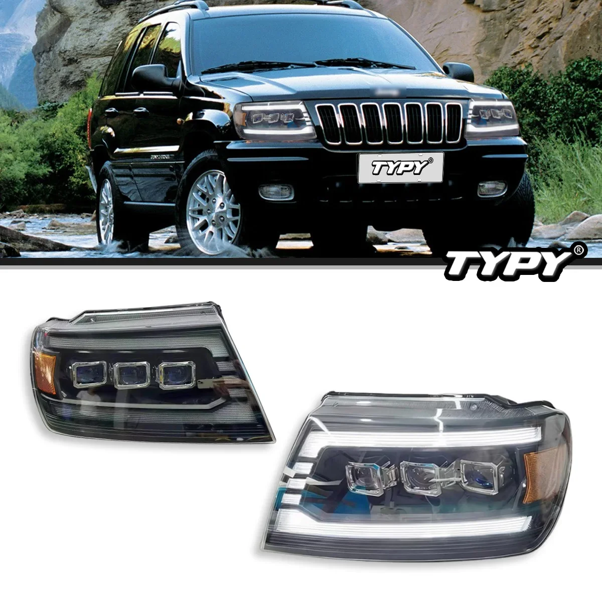 

Car Styling For Jeep Grand Cherokee Headlight 1999-2004 LED Projetor Head Lamp Daytime Running Light Automotive AccessoriesR