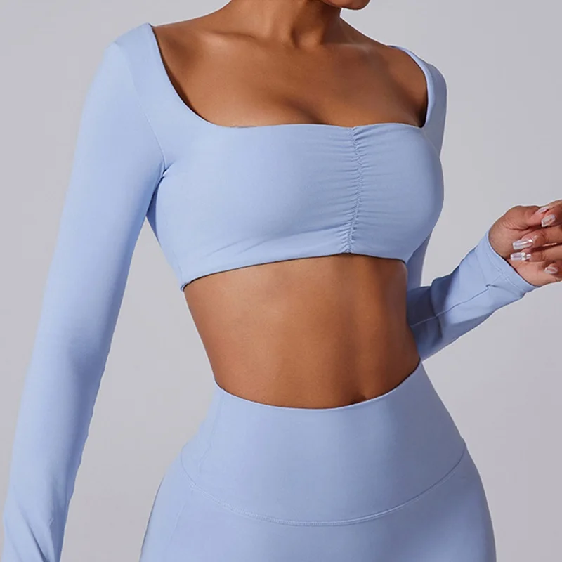 Cloud Hide Sexy Yoga Shirts for Girls Fitness Sport T-Shirt Women Long Sleeve Blouse Gym Top Winter Running Workout Sportswear
