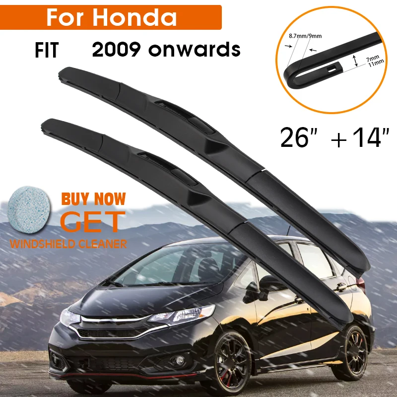 

Car Wiper For Honda FIT 2009 Onwards Windshield Rubber Silicon Refill Front Window Wiper Blades 26"+14" LHD RHD Auto Accessories