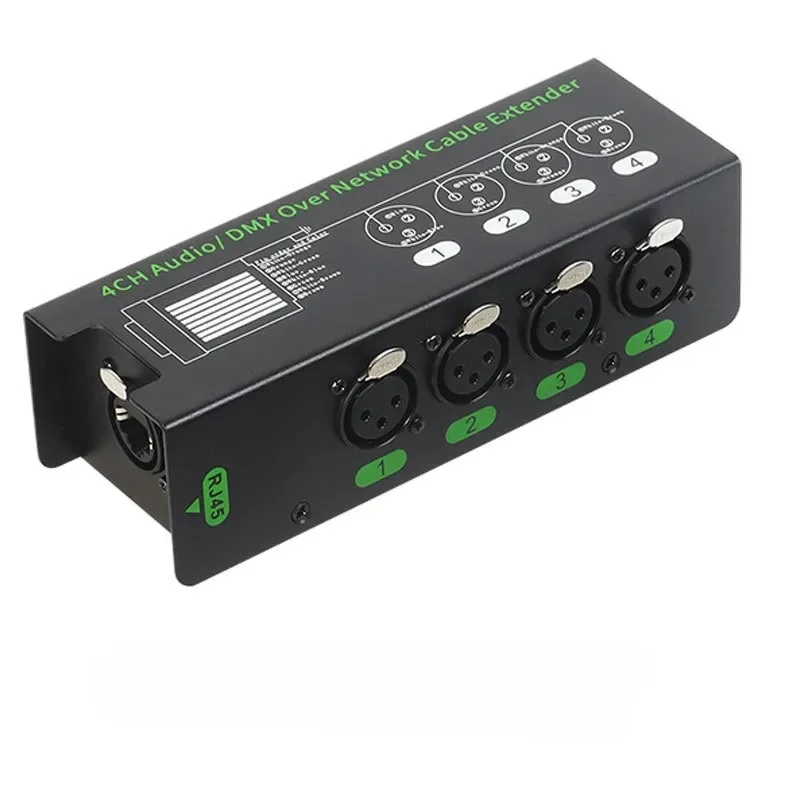 

Male Female 4-Channel 6.5 + 3-Pin XLR Audio/DMX Over Network Cable Extender DMX512 Network Signal Extender