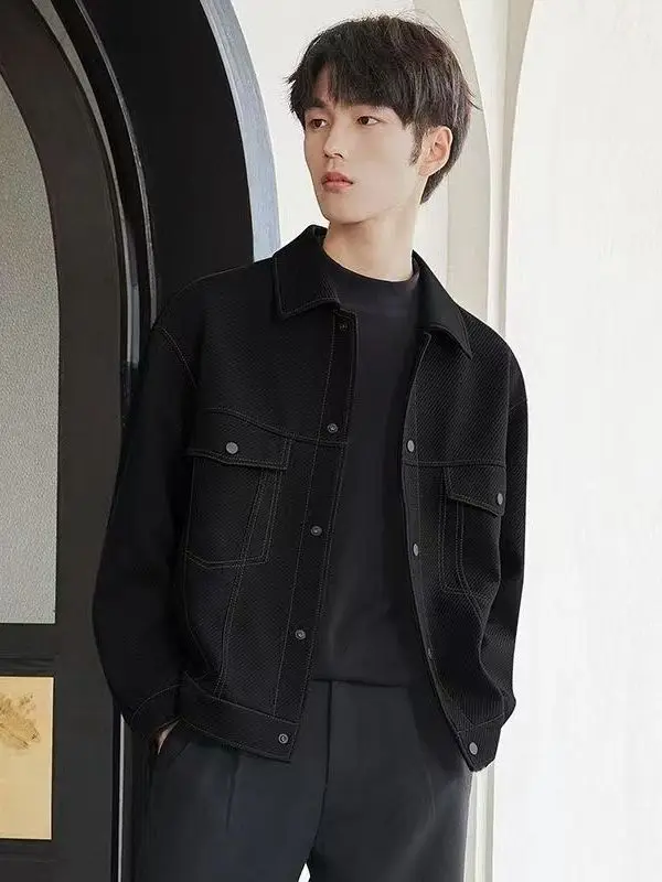 

Casual Loose Fit Men's Workwear Jacket Turn-down Collar Advanced Sensation Spring Autumn New Style Fashionable Topwear