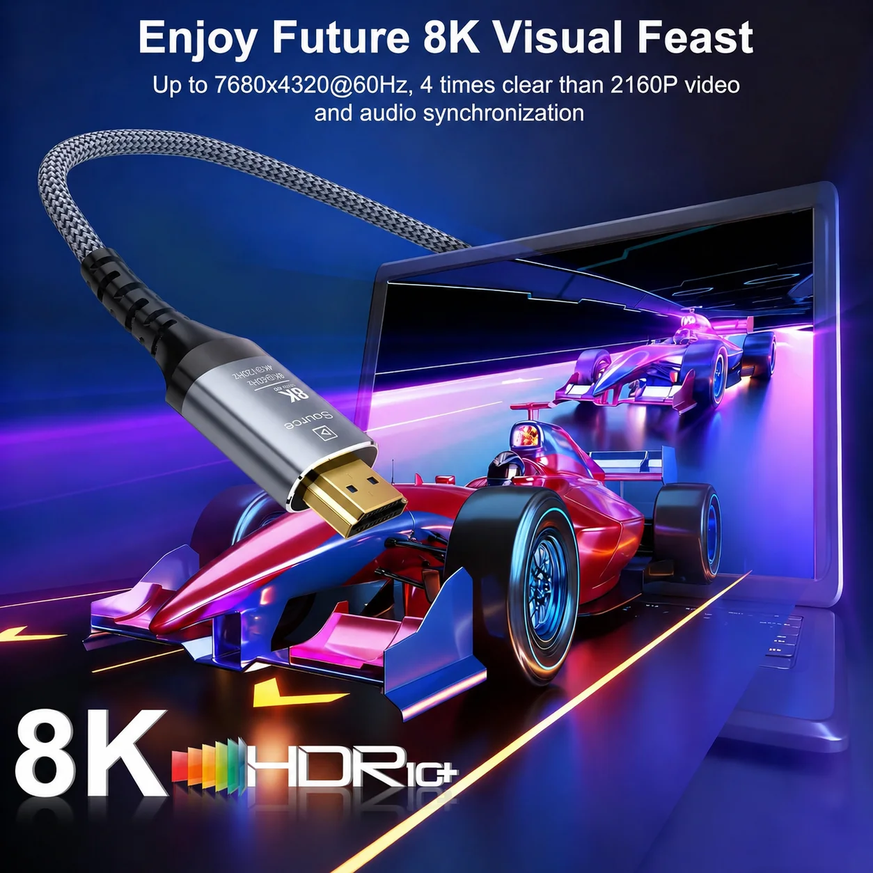 8K Fiber Optic HDMI Cable 8K60Hz 4K120 HDMI 2.1 Cable  Dynamic HDR/eARC/HDCP 2.3 Compatible with LG Samsung Sony PS5