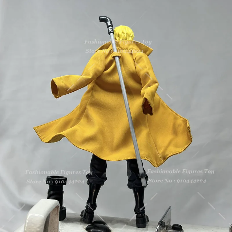 SHF 1/12 Men Soldier One Piece Sabo Windbreaker Yellow Cape With Iron Wire Fit 6Inch Action Figure Body Dolls