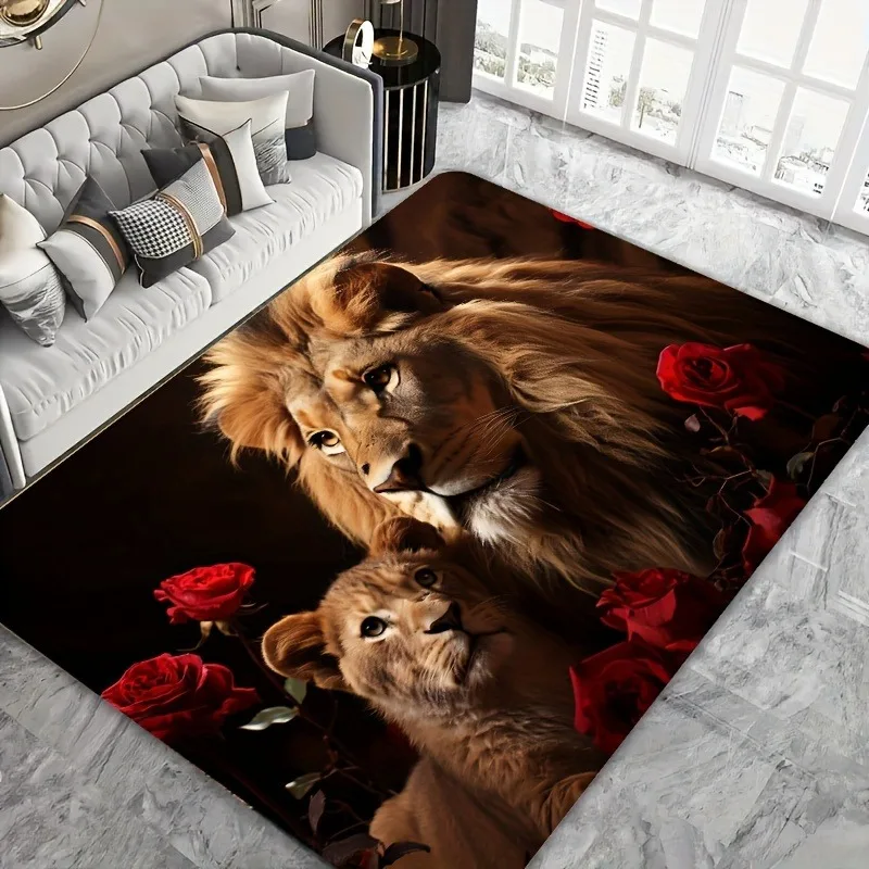 

1PC Lion Pattern Rugs Non-Slip Home Door Mats Pop design Bathroom Rugs Bath Mat Carpet for Home Sink Laundry Decor