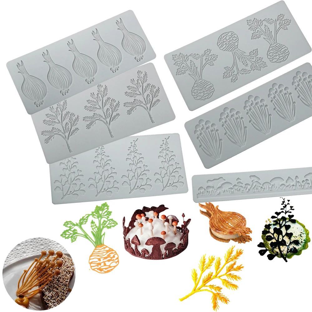 Vegetable or Leaf Texture Design Fondant Lace Mat Sugarcraft Silicone Pad Chocolate Chip Decoration Tools Kitchen Fondant Mold