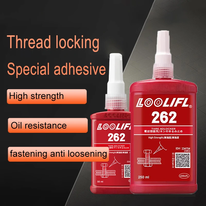 Loctite 262 Bloqueo de tornillo Bloqueador de roscas Agente de bloqueo de rosca curado rápidamente Adhesivo anaeróbico Pegamento antiaflojamiento resistente a la corrosión