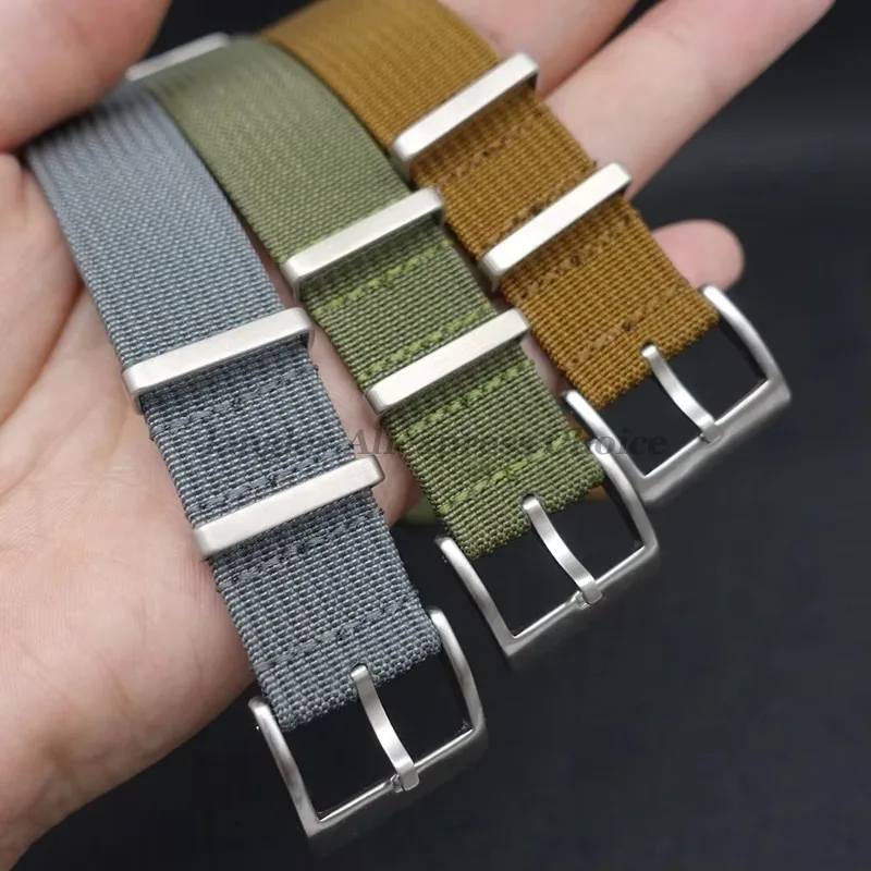 نسيج حزام ساعة نيلون 18/20 مللي متر 22 مللي متر مضفر قطعة واحدة تنفس لساعة Seiko الرجال العسكرية قسط مضلع حزام اكسسوارات