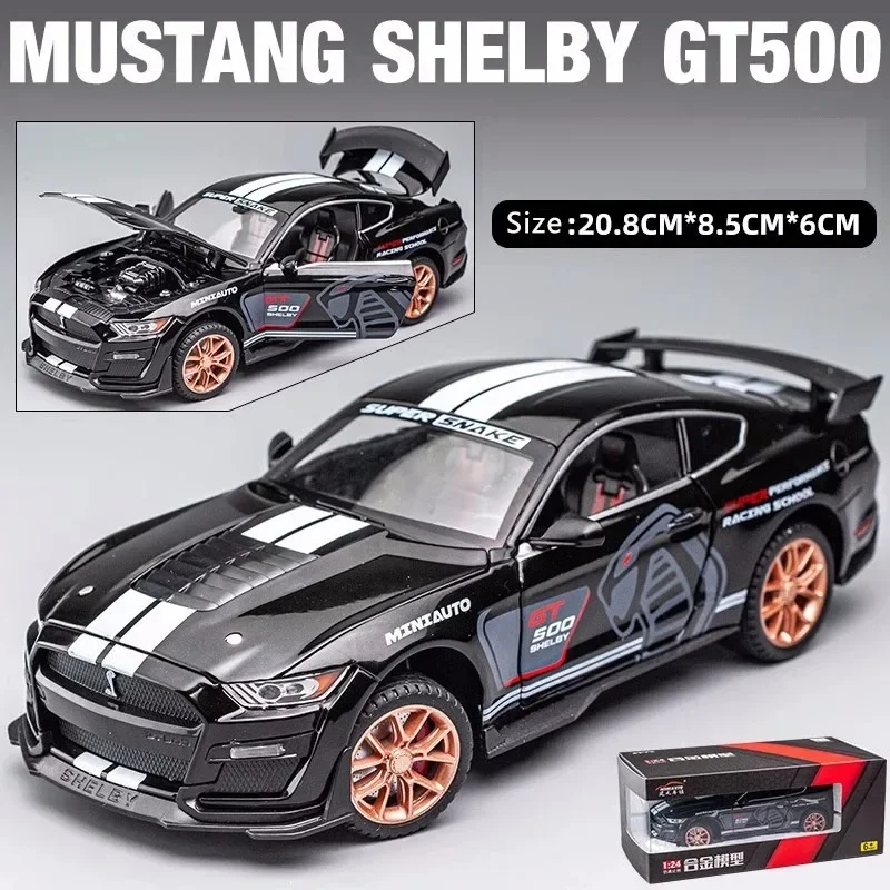 1/24 Alloy Car Model Simulation Sound And Light Pull Back Toy Car for Ford Mustang Viper Gt500 Boyfriend Collection Gift