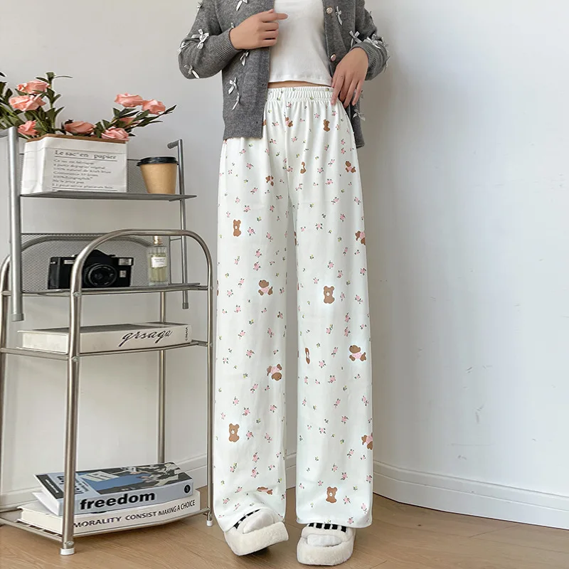 秋と冬のウォーキングパンツ綿糸スリーピングパンツ女性のカジュアルルーズパンツはホームパンツとして着用できますパジャマパンツ