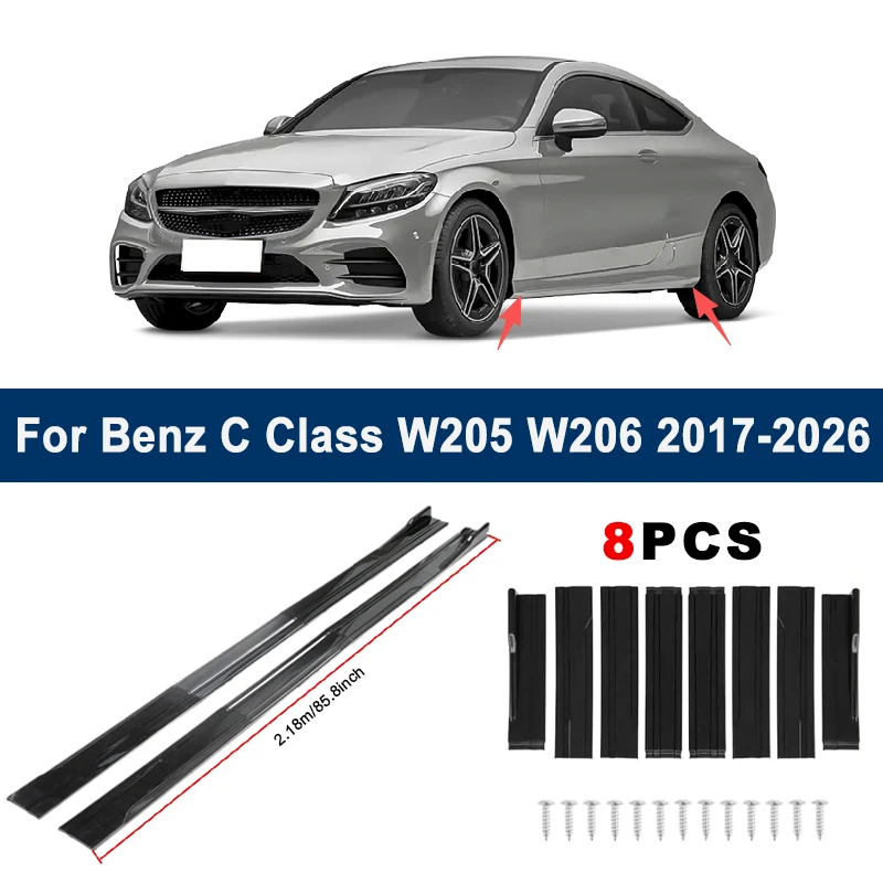 

Накладки-расширители боковых порогов (2,18 м) для Mercedes-Benz C-класса W205 W206 2017-2026 - Гоночные боковые спойлеры, элементы обвеса кузова автомобиля