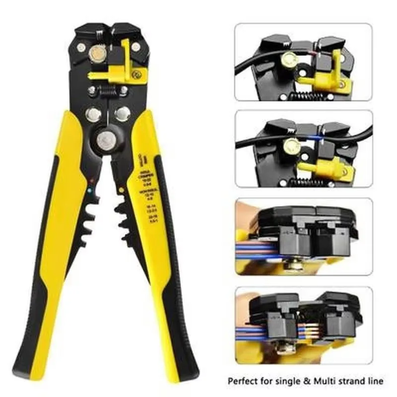 Non-SLIP CRIMPER เครื่องตัดสายเคเบิลอัตโนมัติ Wire Stripper Multifunctional Stripping เครื่องมือ CRIMPING คีม Terminal 0.2-6.0mm2 เครื่องมือ