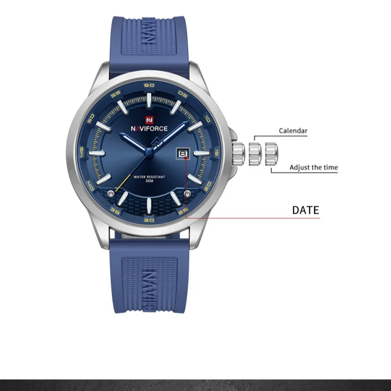 NAVIFORCE Man Luxury Wristwatch Waterproof Luminous Watch for Man Men Silicone Quartz High Quality Watches Relogio Masculino