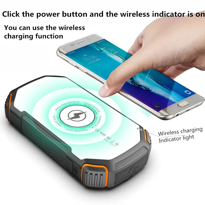 

Power Bank Solar 10000mAh Wireless Charging PD22.5W Power Bank External Battery Portable Outdoor Waterproof External Battery